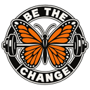 Be The Change butterfly and barbell logo